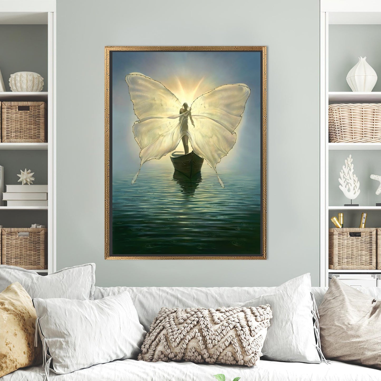Vladimir Kush Fisherman for the Souls Canvas Art Print, Elegant Coastal Theme