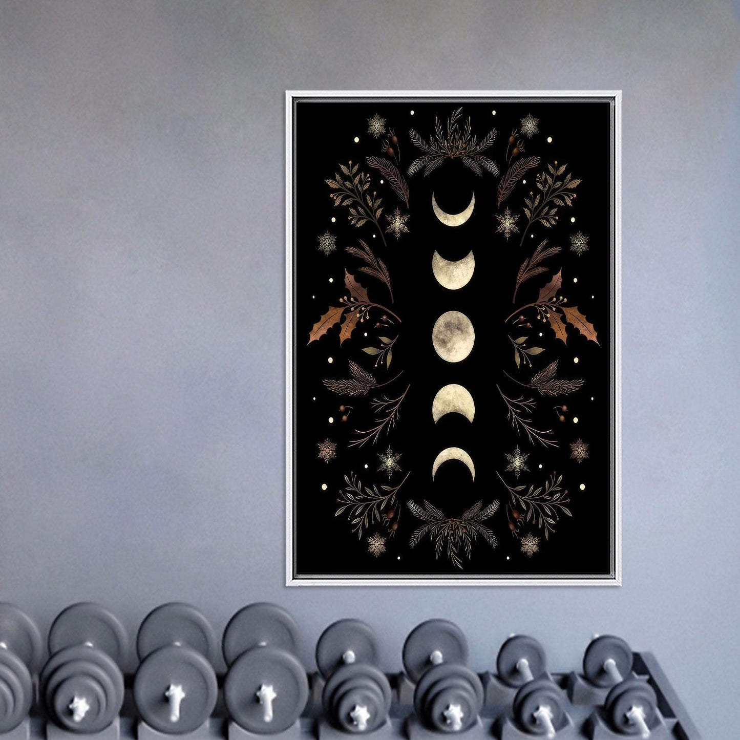 Boho Moon and Flowers Canvas Print