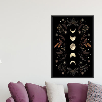 Boho Moon and Flowers Canvas Print