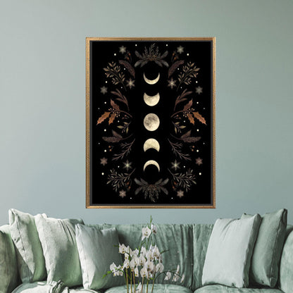 Boho Moon and Flowers Canvas Print