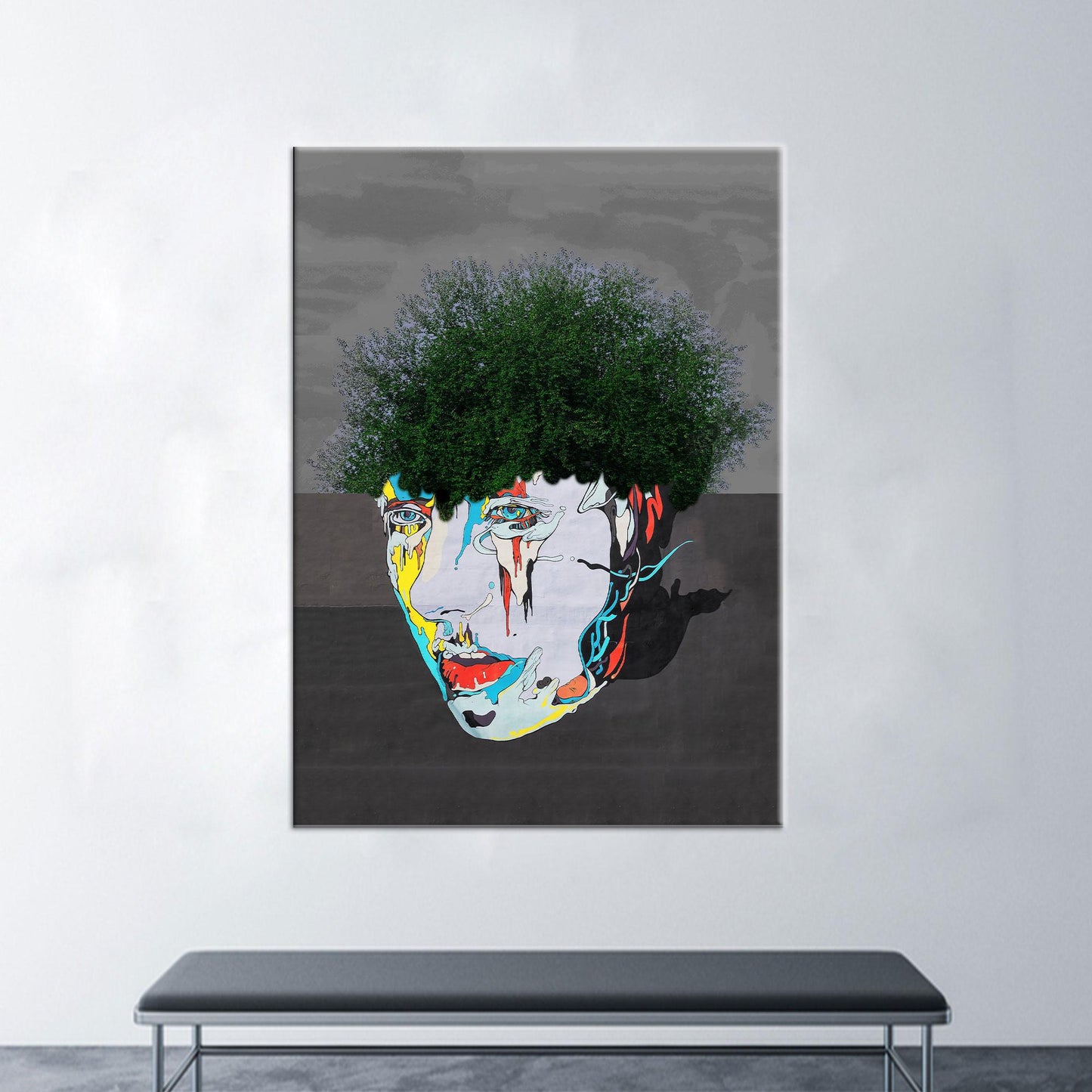 Graffiti Face 3D Urban Tree Canvas Print