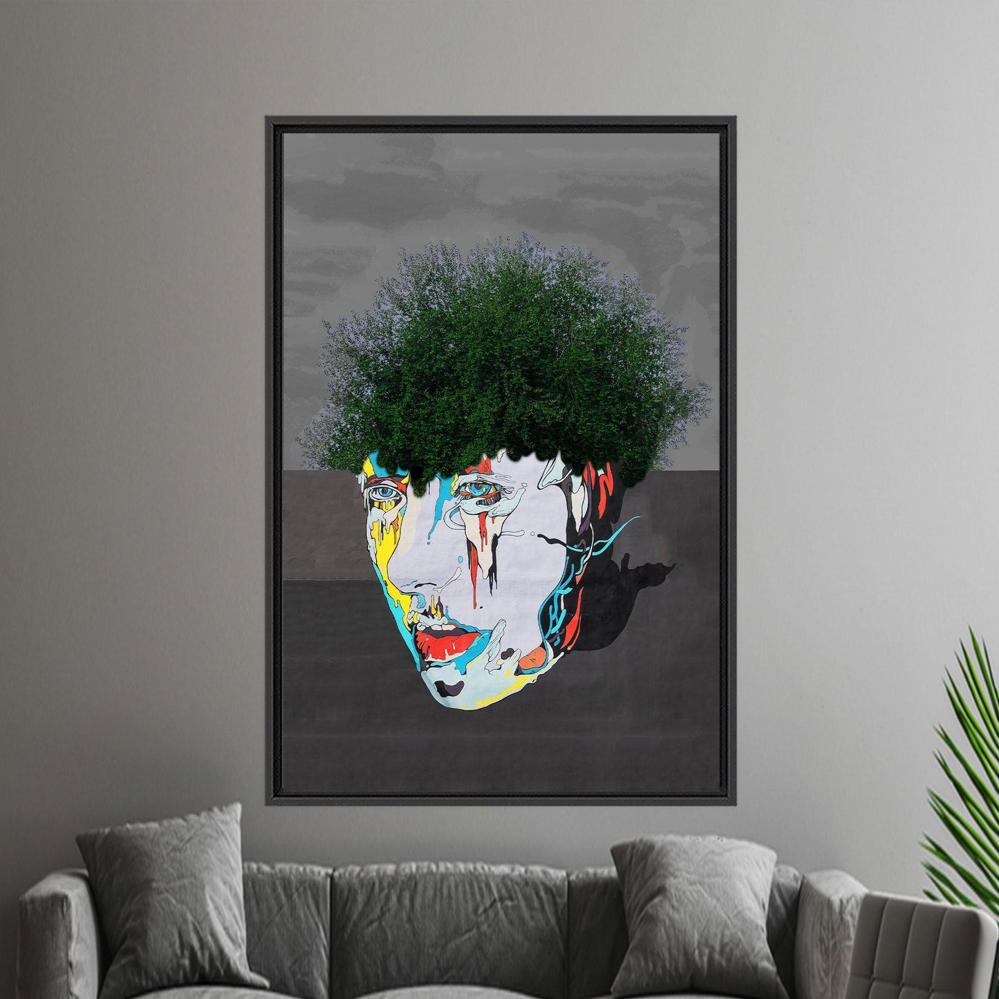 Graffiti Face 3D Urban Tree Canvas Print