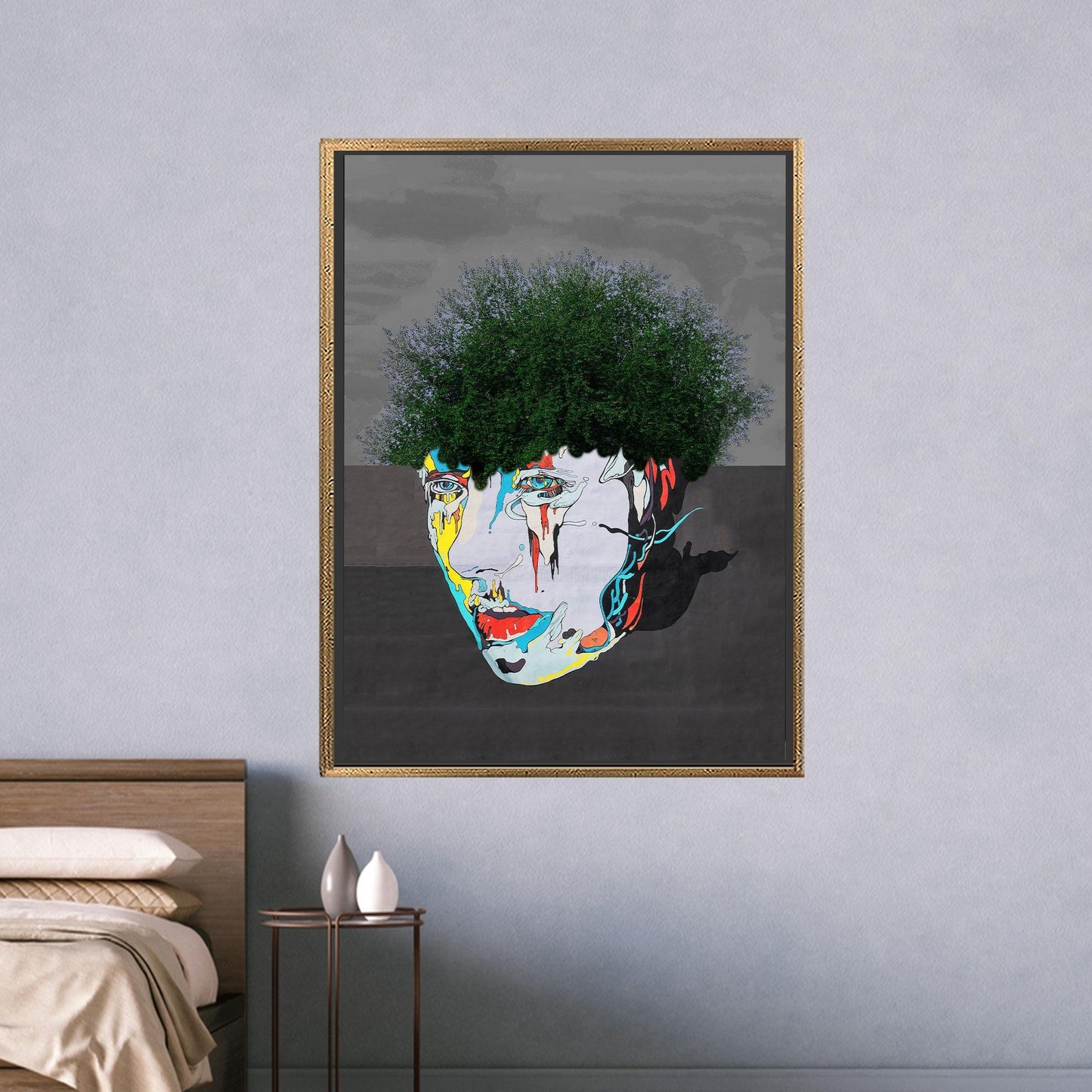 Graffiti Face 3D Urban Tree Canvas Print
