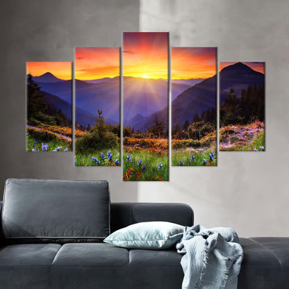 Nature View Art Canvas Print: Personalized Gift for Mom with Flowers Photo and Mountain Landscape