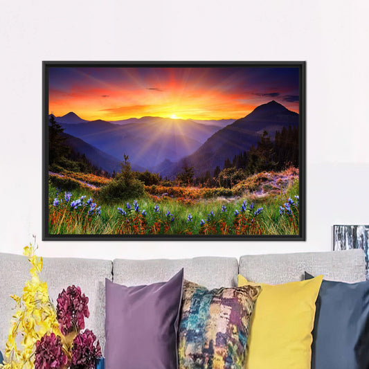 Nature View Art Canvas Print: Personalized Gift for Mom with Flowers Photo and Mountain Landscape