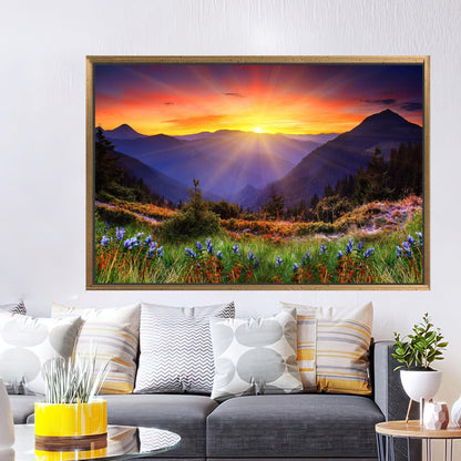 Nature View Art Canvas Print: Personalized Gift for Mom with Flowers Photo and Mountain Landscape