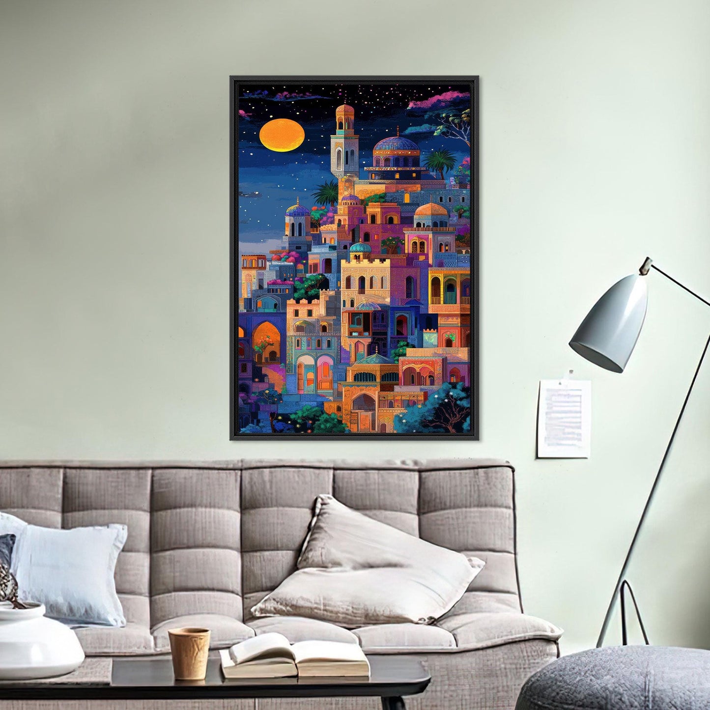Colorful Arabian City Boho Night Canvas Print