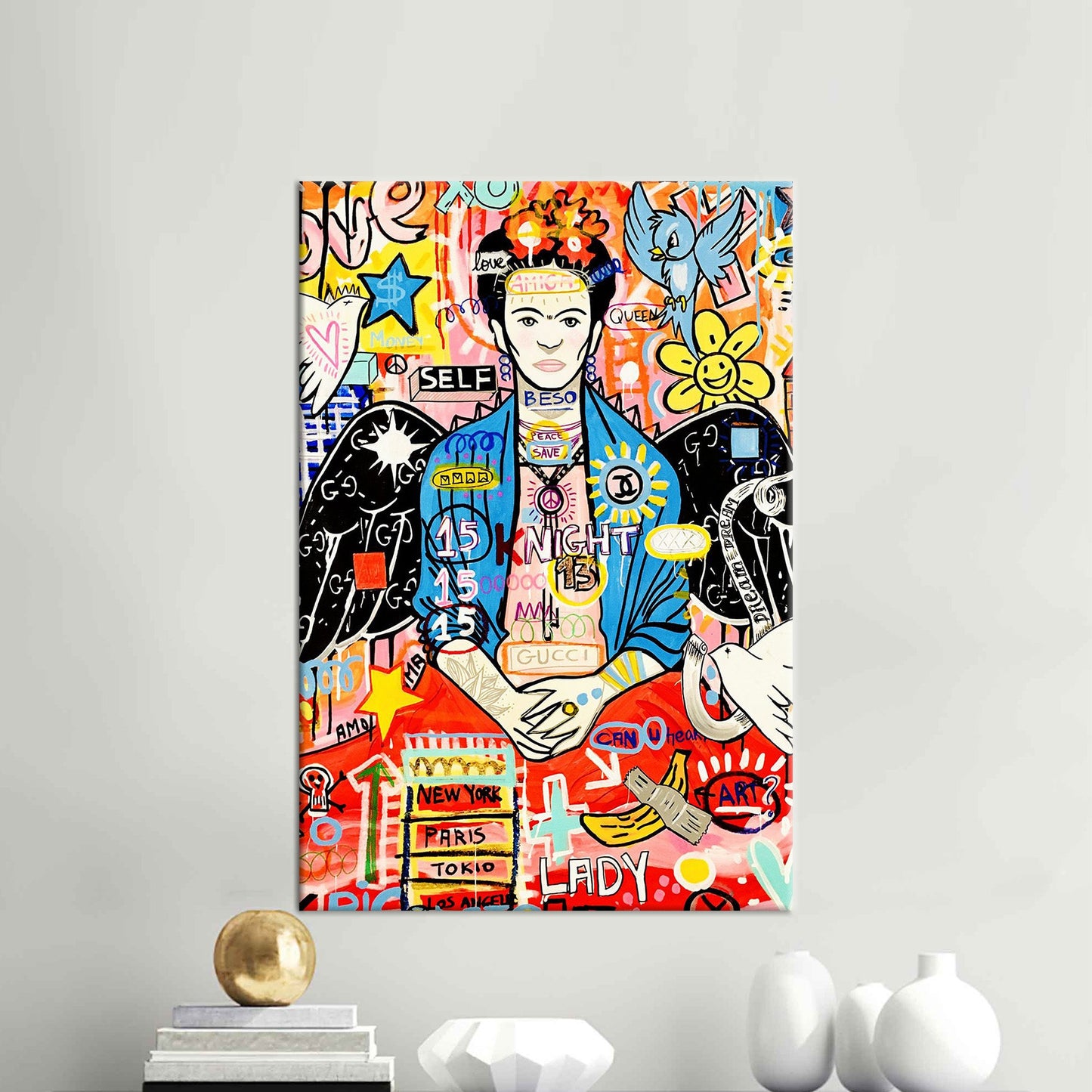 Frida Kahlo Graffiti Canvas Print