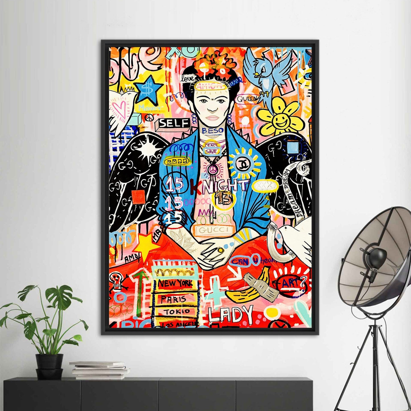 Frida Kahlo Graffiti Canvas Print