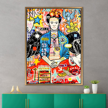 Frida Kahlo Graffiti Canvas Print