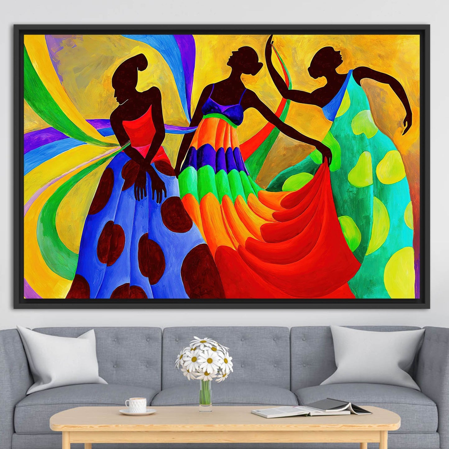 African Dancers Painting Canvas, Ethnic Art Canvas, African Women Canvas Art, Abstract Poster