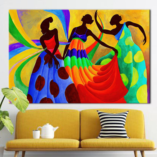 African Dancers Painting Canvas, Ethnic Art Canvas, African Women Canvas Art, Abstract Poster
