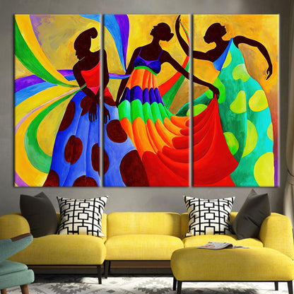 African Dancers Painting Canvas, Ethnic Art Canvas, African Women Canvas Art, Abstract Poster