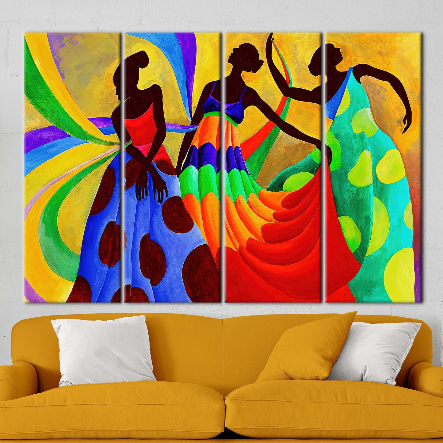 African Dancers Painting Canvas, Ethnic Art Canvas, African Women Canvas Art, Abstract Poster