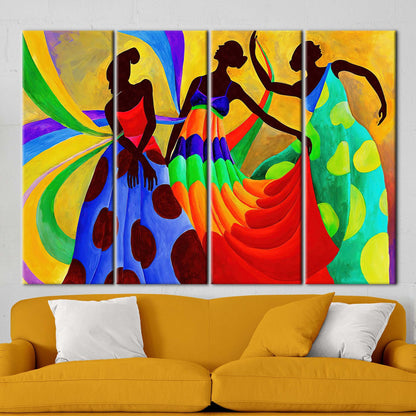 African Dancers Painting Canvas, Ethnic Art Canvas, African Women Canvas Art, Abstract Poster