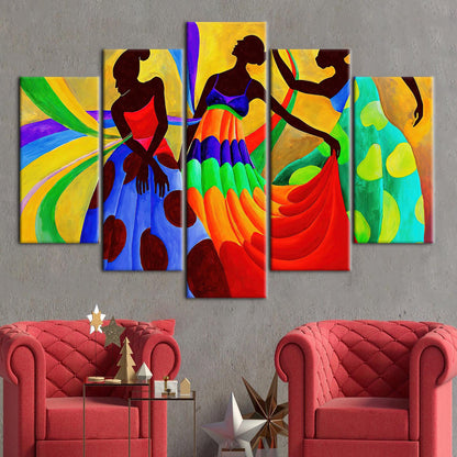 African Dancers Painting Canvas, Ethnic Art Canvas, African Women Canvas Art, Abstract Poster