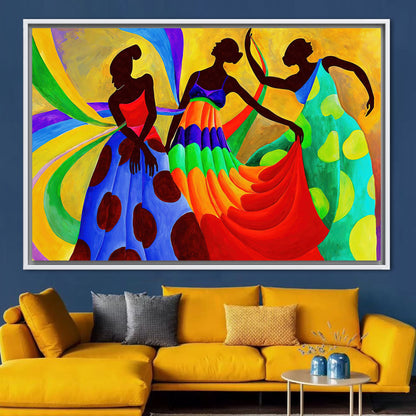 African Dancers Painting Canvas, Ethnic Art Canvas, African Women Canvas Art, Abstract Poster