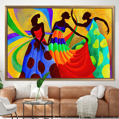 African Dancers Painting Canvas, Ethnic Art Canvas, African Women Canvas Art, Abstract Poster