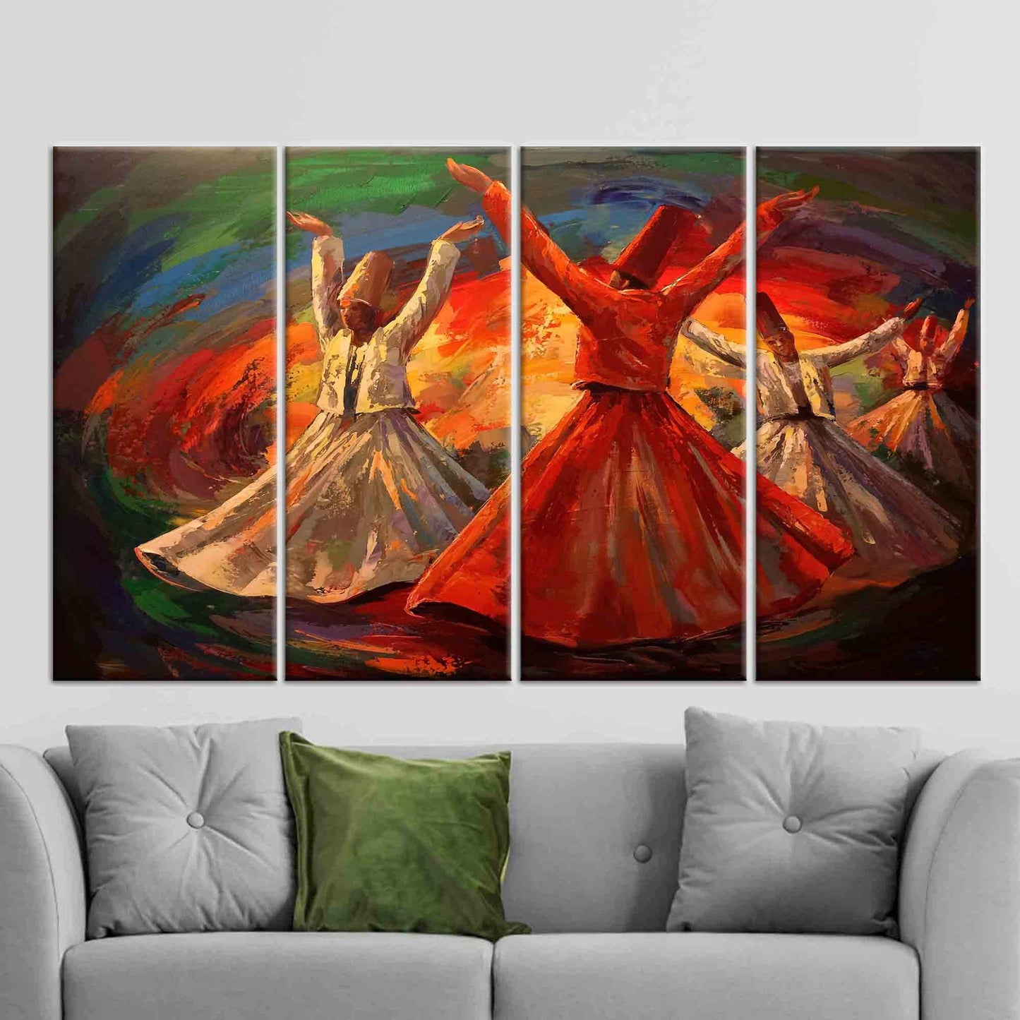 Whirling Dervish Oil Painting Canvas Print - Muslim Housewarming Gift, Islamic Wall Art