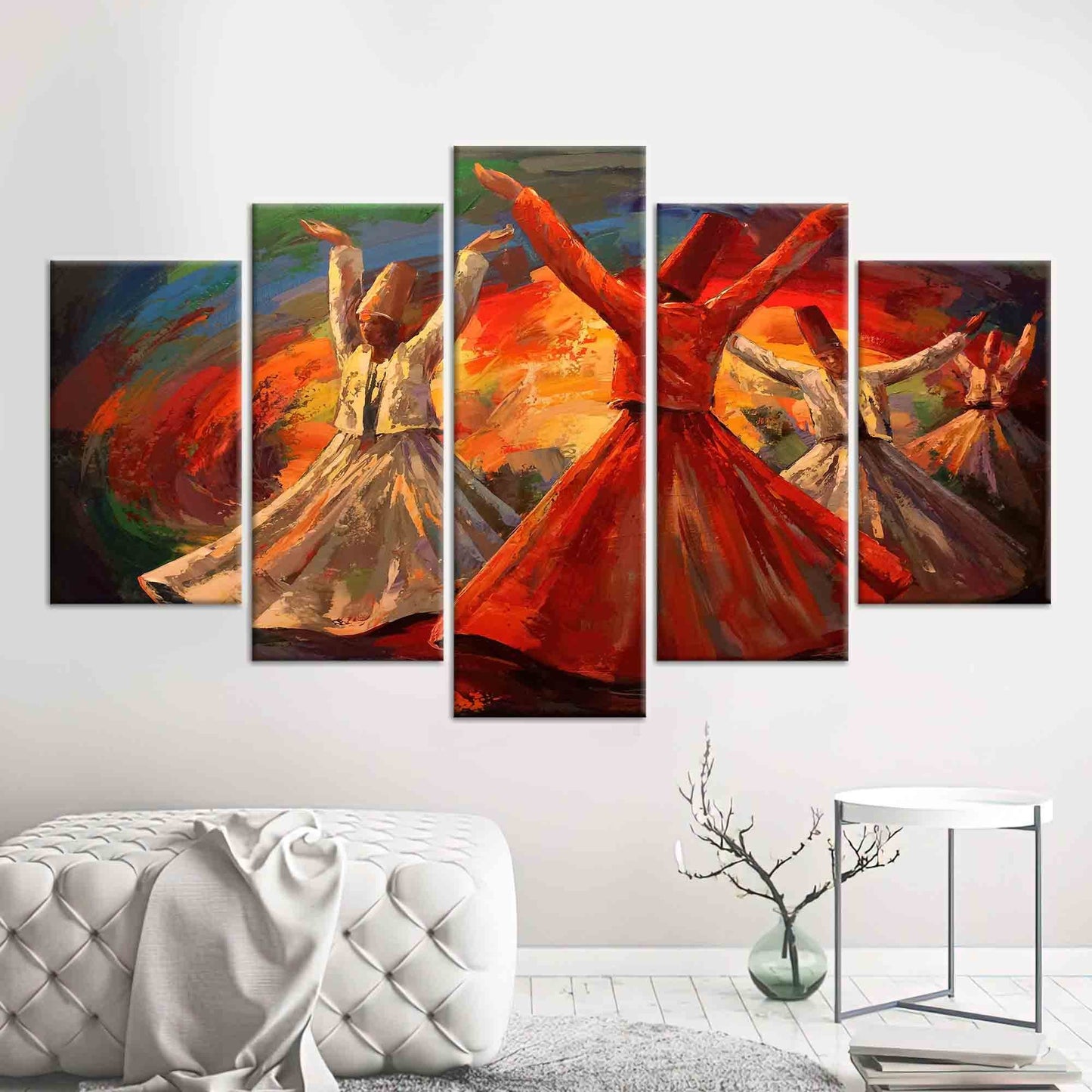 Whirling Dervish Oil Painting Canvas Print - Muslim Housewarming Gift, Islamic Wall Art