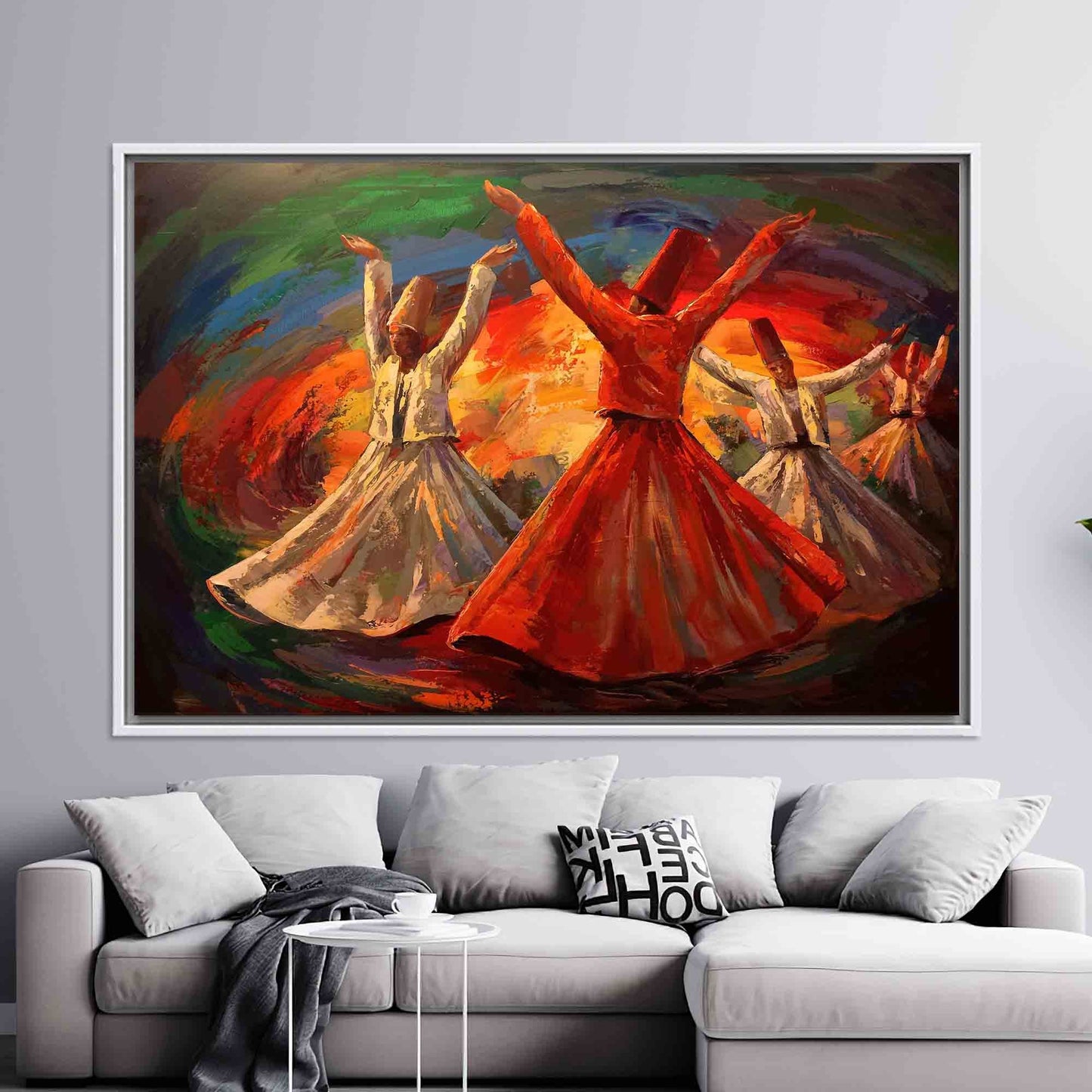 Whirling Dervish Oil Painting Canvas Print - Muslim Housewarming Gift, Islamic Wall Art