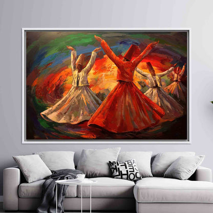 Whirling Dervish Oil Painting Canvas Print - Muslim Housewarming Gift, Islamic Wall Art