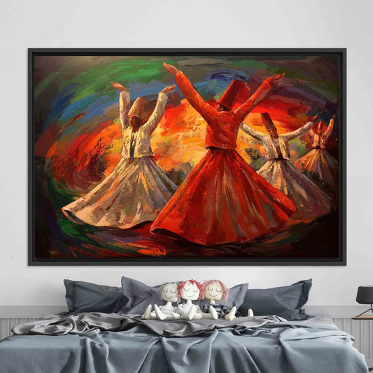 Whirling Dervish Oil Painting Canvas Print - Muslim Housewarming Gift, Islamic Wall Art