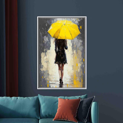 Yellow Umbrella Woman 3D Girl Canvas Print