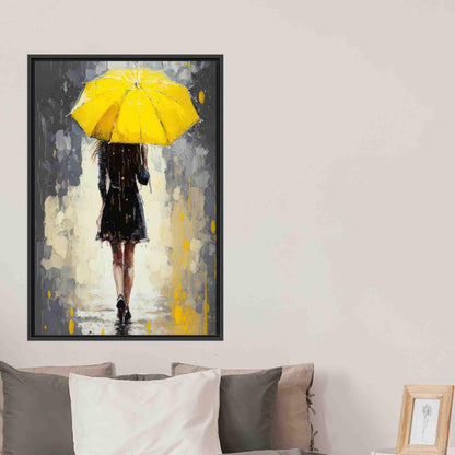 Yellow Umbrella Woman 3D Girl Canvas Print