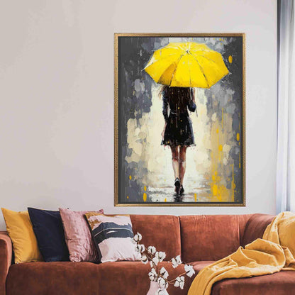 Yellow Umbrella Woman 3D Girl Canvas Print