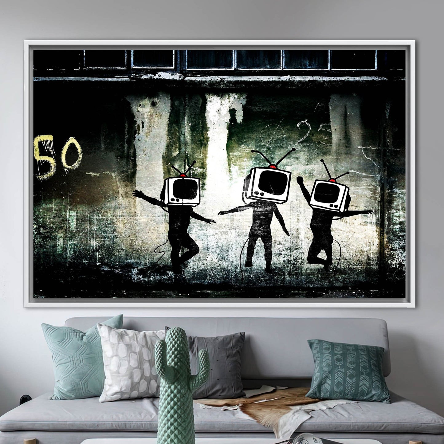 Graffiti-style TV Head Street Bold Canvas Print