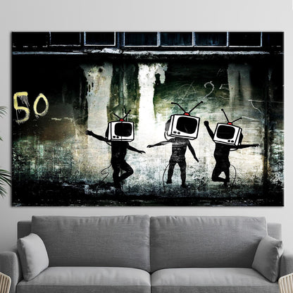Graffiti-style TV Head Street Bold Canvas Print