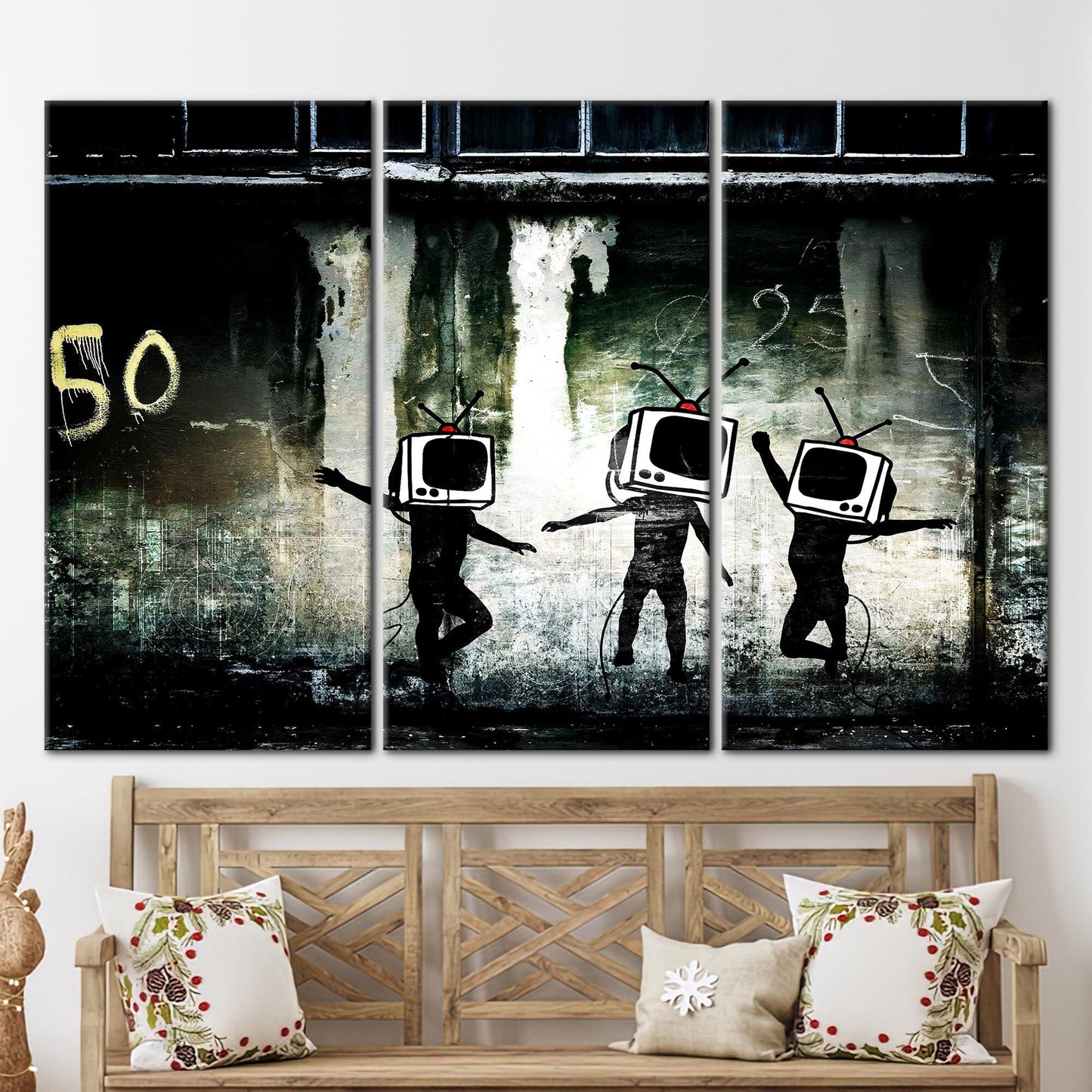 Graffiti-style TV Head Street Bold Canvas Print