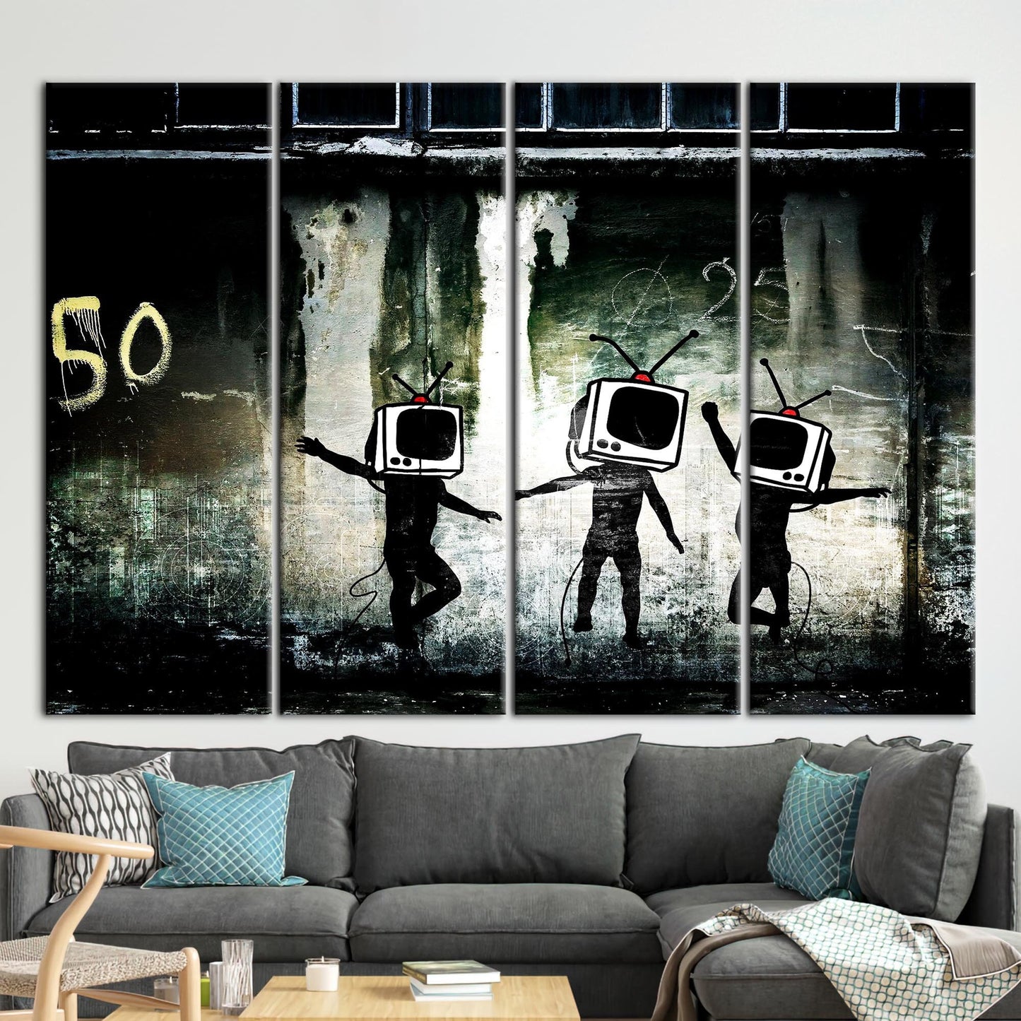 Graffiti-style TV Head Street Bold Canvas Print