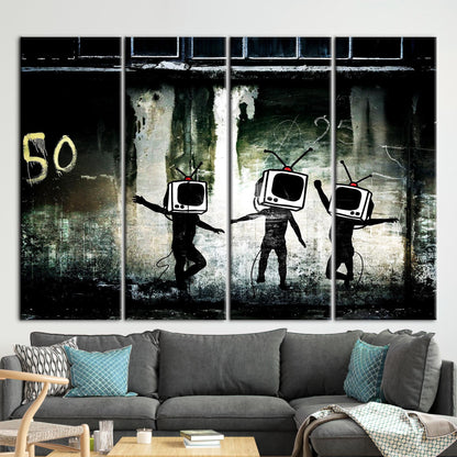 Graffiti-style TV Head Street Bold Canvas Print