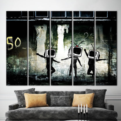 Graffiti-style TV Head Street Bold Canvas Print