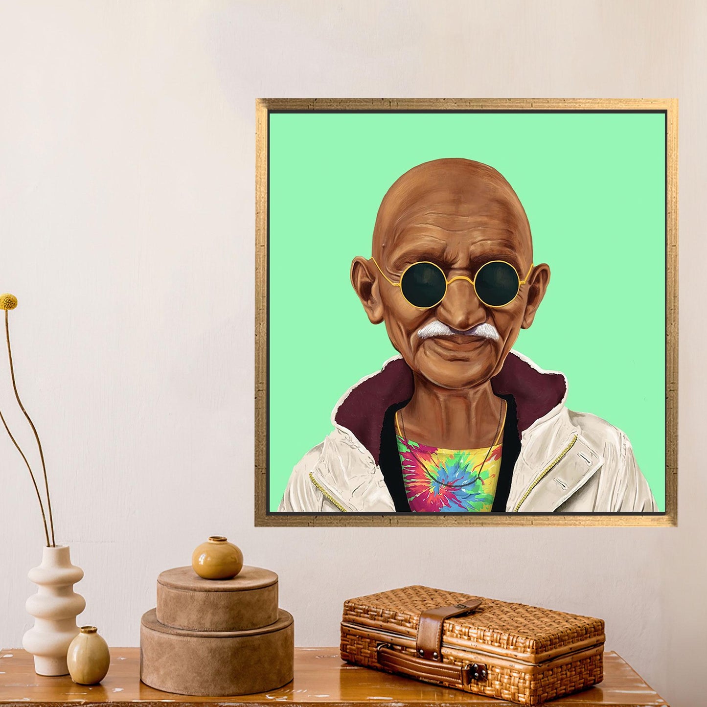 India Peace Hipster Mahatma Gandhi Canvas Print