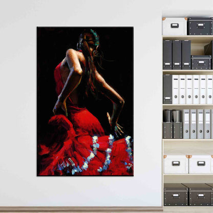 Spain Style Flamenco Dancer Vibrant Canvas Print