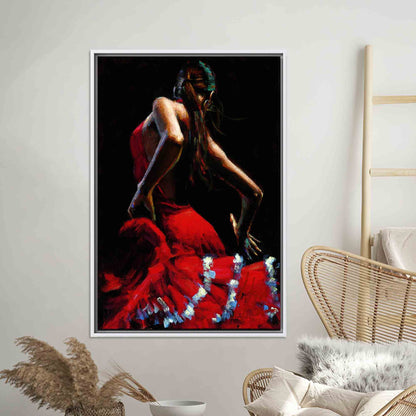Spain Style Flamenco Dancer Vibrant Canvas Print
