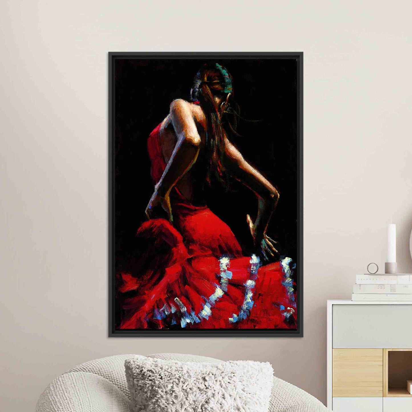 Spain Style Flamenco Dancer Vibrant Canvas Print