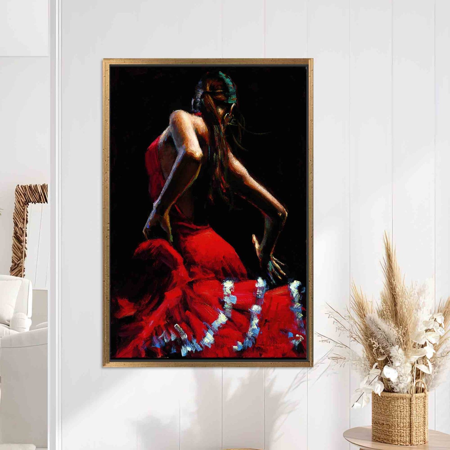 Spain Style Flamenco Dancer Vibrant Canvas Print