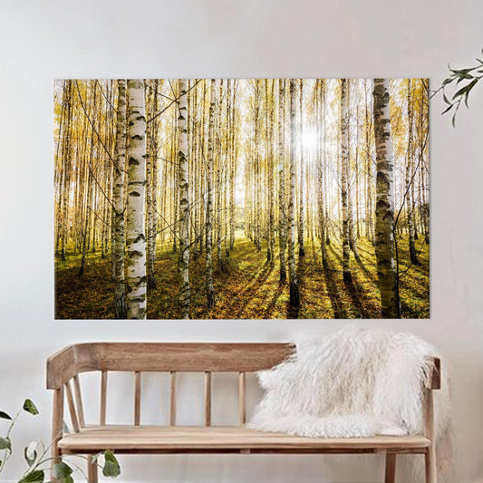 Birch Forest Canvas Wall Art - Printed Birch Trees Canvas, Birch Trees Wall Hanging, Personalized