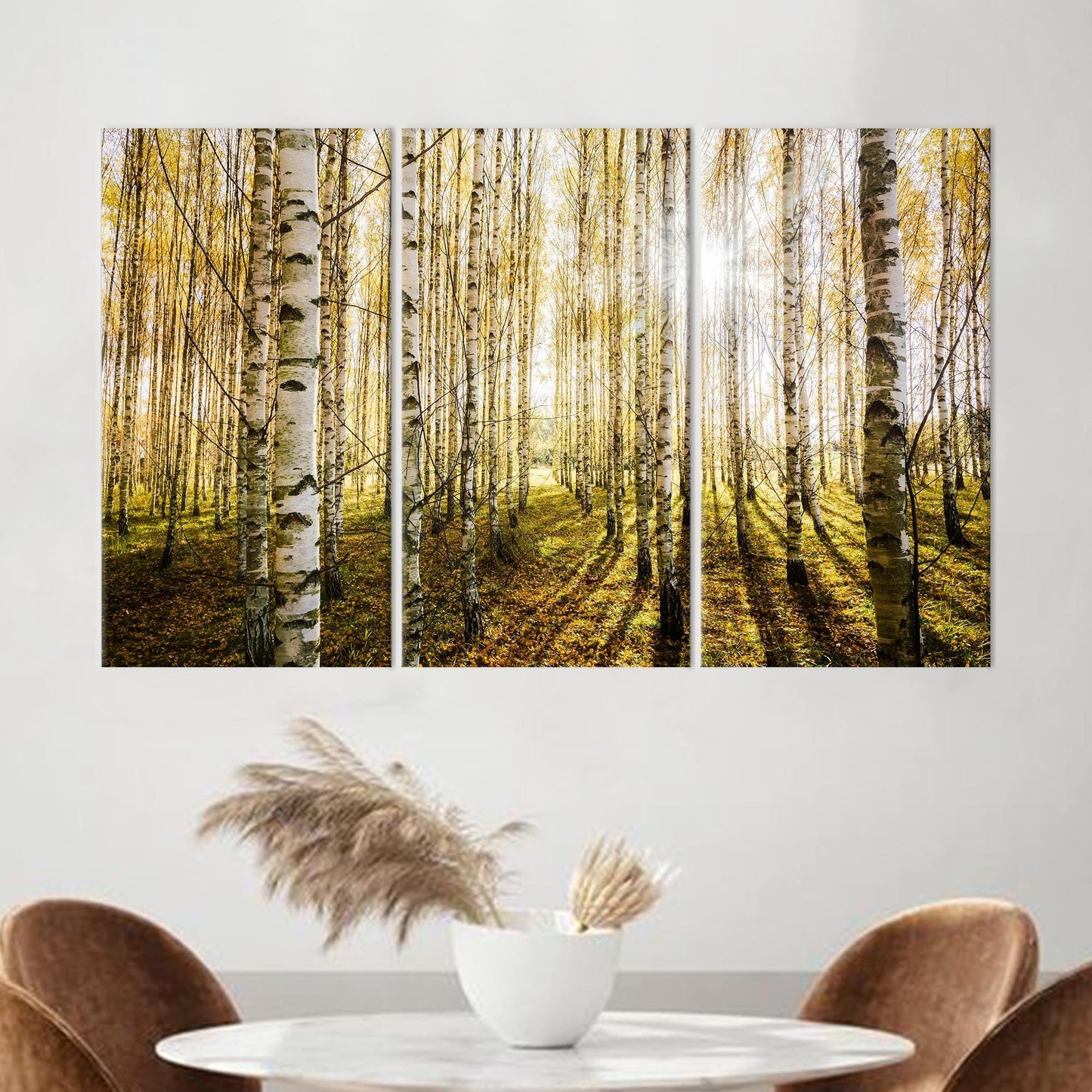 Birch Forest Canvas Wall Art - Printed Birch Trees Canvas, Birch Trees Wall Hanging, Personalized