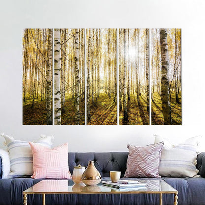 Birch Forest Canvas Wall Art - Printed Birch Trees Canvas, Birch Trees Wall Hanging, Personalized
