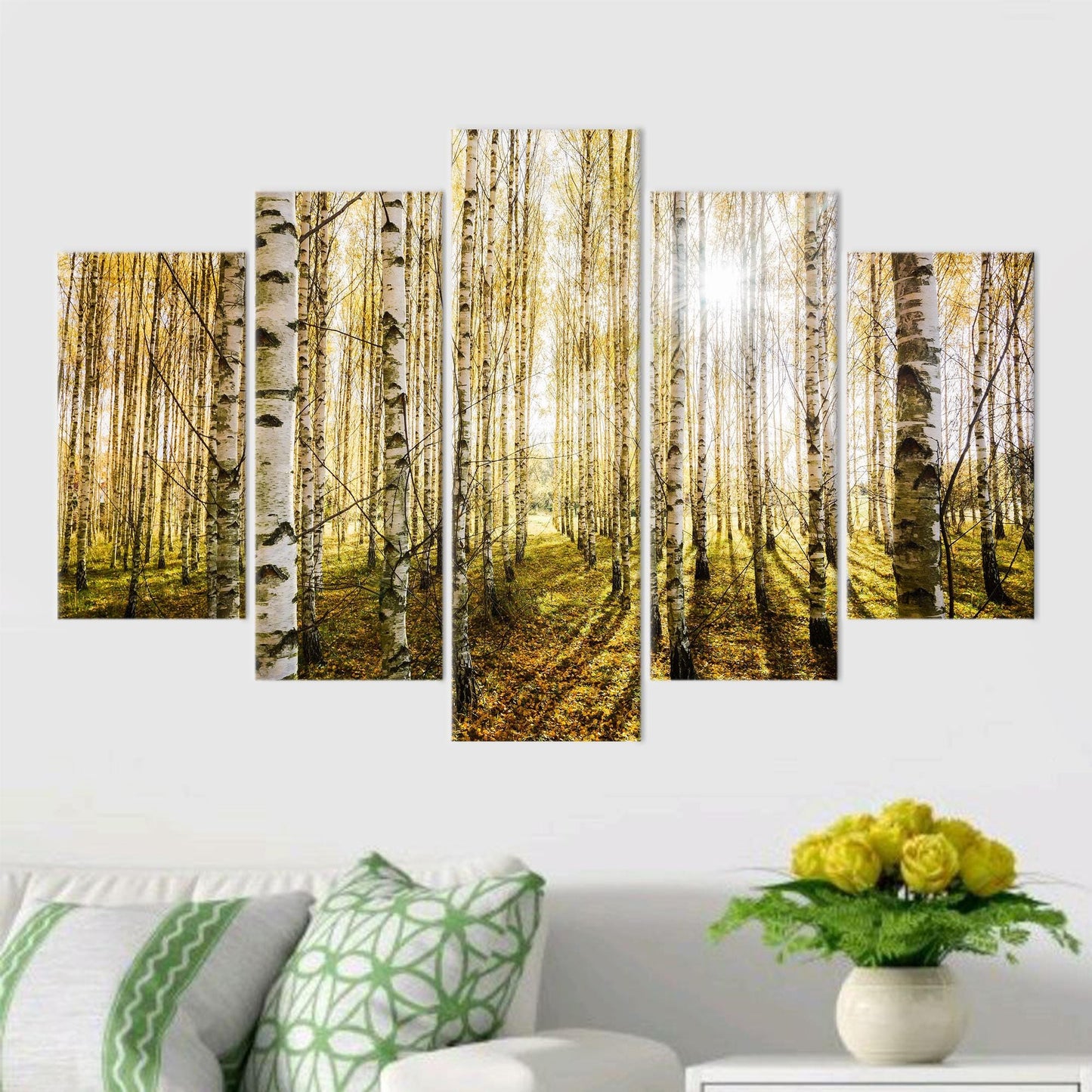 Birch Forest Canvas Wall Art - Printed Birch Trees Canvas, Birch Trees Wall Hanging, Personalized