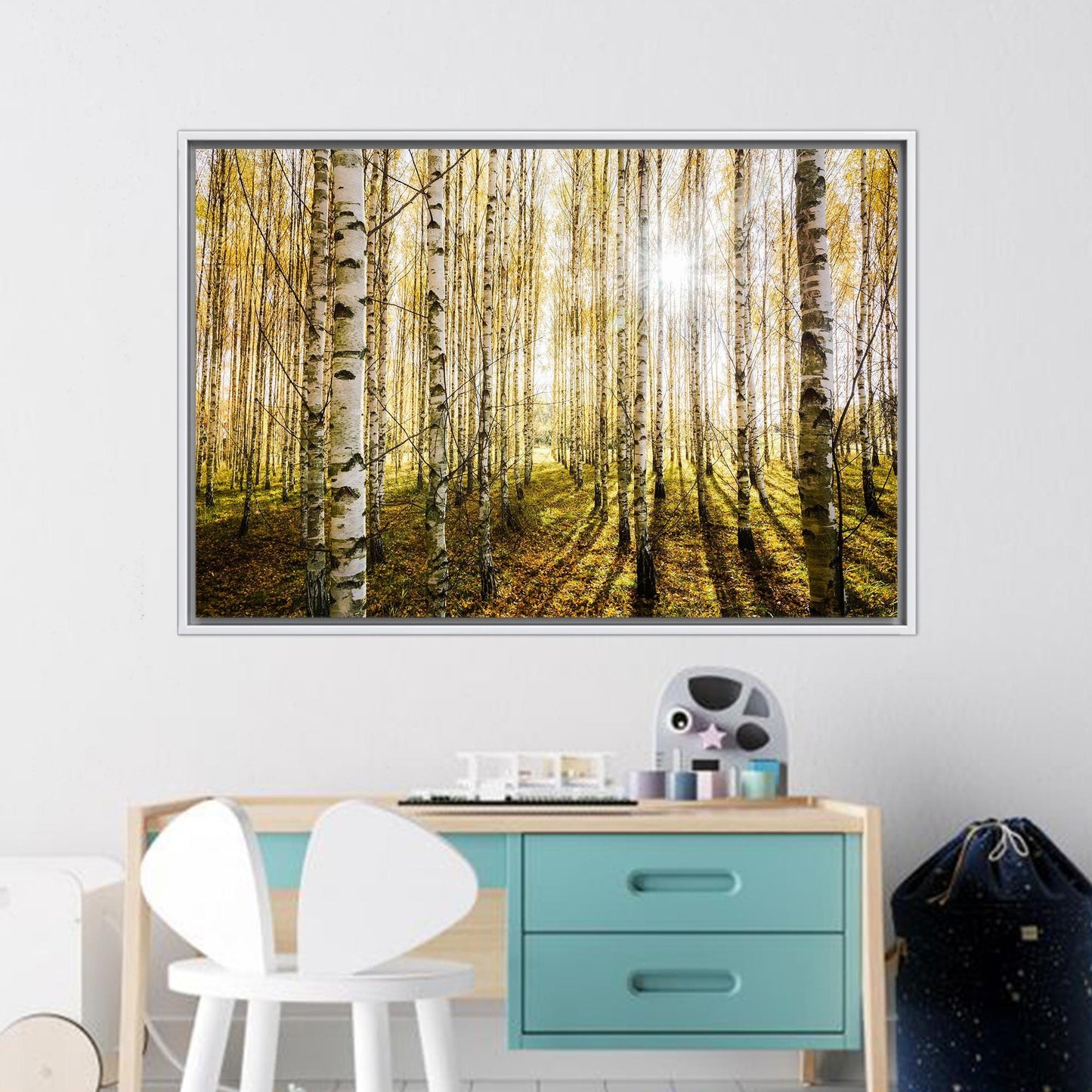 Birch Forest Canvas Wall Art - Printed Birch Trees Canvas, Birch Trees Wall Hanging, Personalized