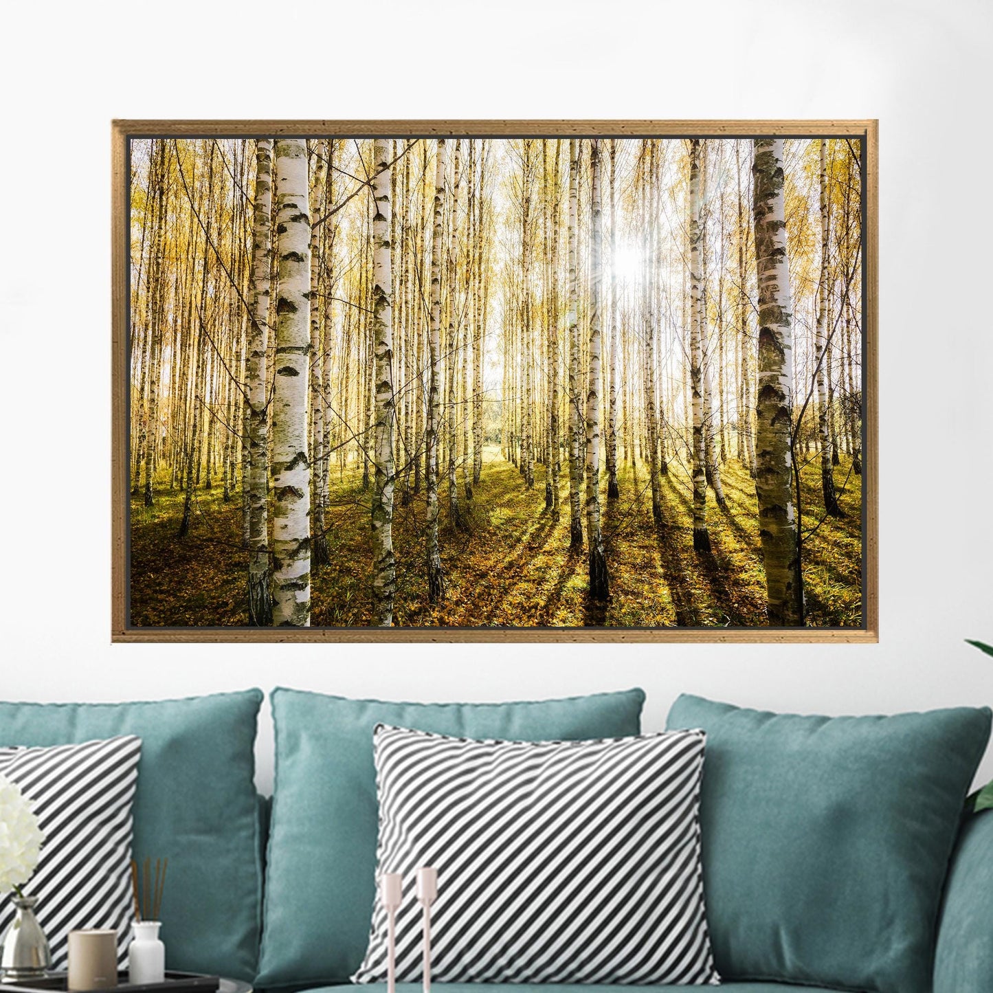 Birch Forest Canvas Wall Art - Printed Birch Trees Canvas, Birch Trees Wall Hanging, Personalized
