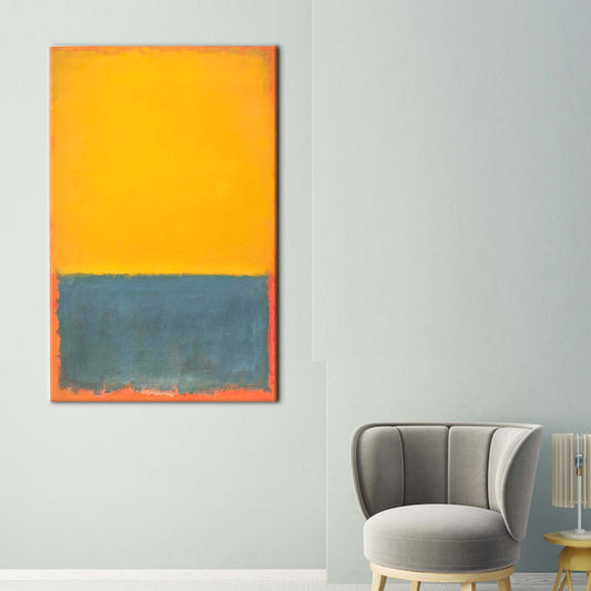 Yellow and Gray Printed Canvas Art, Abstract Wall Decor, Mark Rothko Style Canvas Print