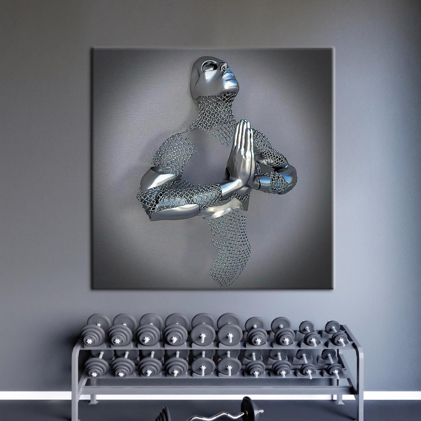 Futuristic Praying Figure Metallic Gallery Canvas Print
