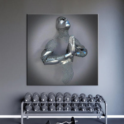 Futuristic Praying Figure Metallic Gallery Canvas Print